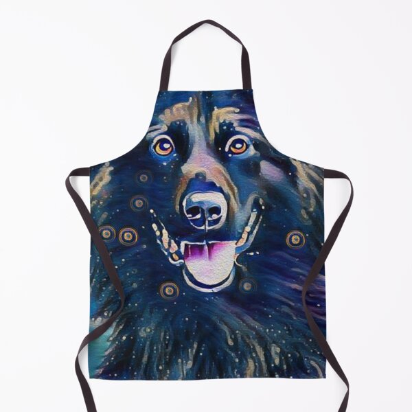 Item preview, Belgian Shepherd Groenendael Starry Night Watercolor Painting Portrait designed and sold by Cuddlythopia.
