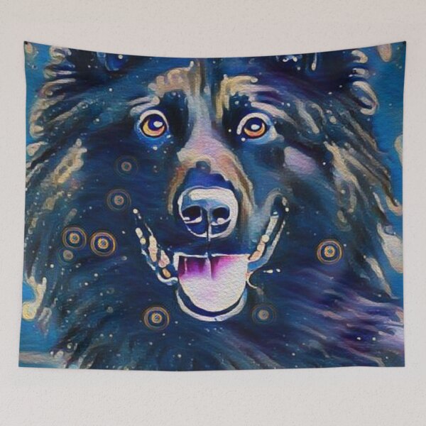 Item preview, Belgian Shepherd Groenendael Starry Night Watercolor Painting Portrait  designed and sold by Cuddlythopia.