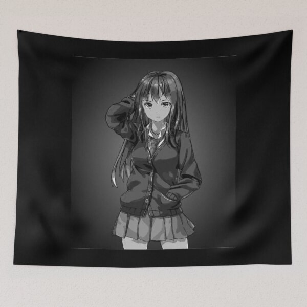 Item preview, Anime Girl In School Uniform Anime and Manga Fan Art Black & White designed and sold by TajfunX.