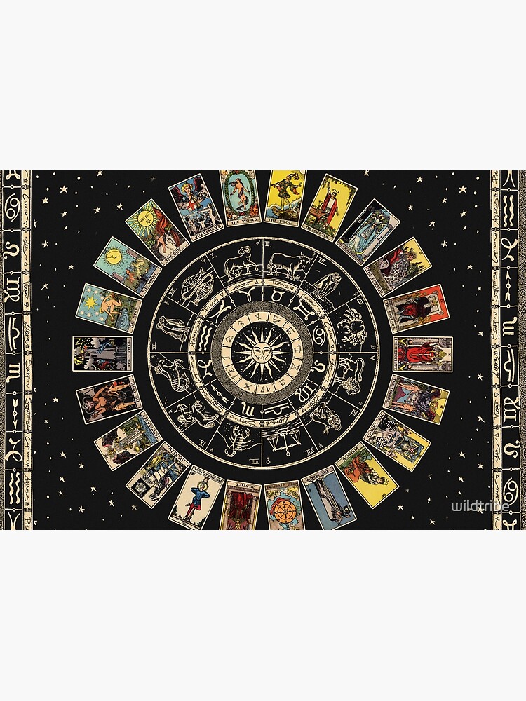 Wheel of the Zodiac, Astrology Chart & the Major Arcana Tarot by wildtribe