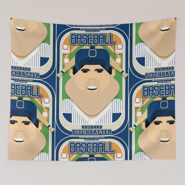 Item preview, Baseball Blue Pinstripes - Rhubarb Pitchbatter - Victor version designed and sold by boxedspaper.