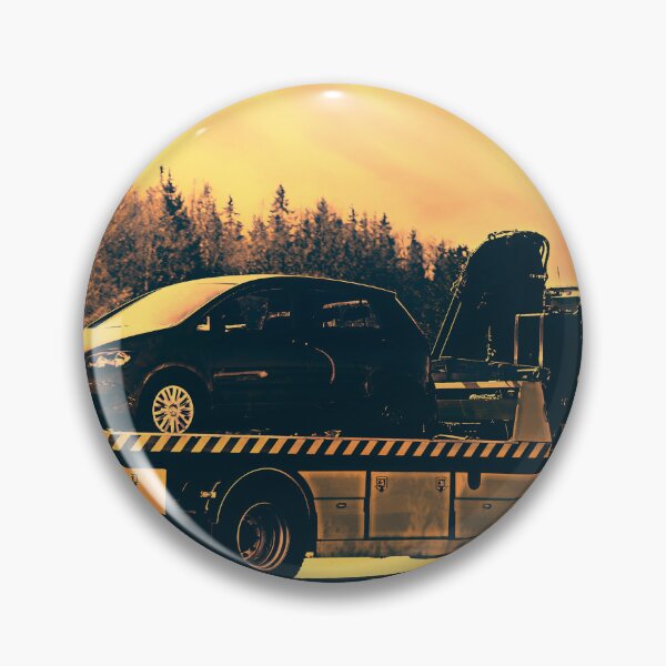 Item preview, Flatbed Tow Truck Carrying Breakdown Car Yellow Tones designed and sold by Taina Sohlman.