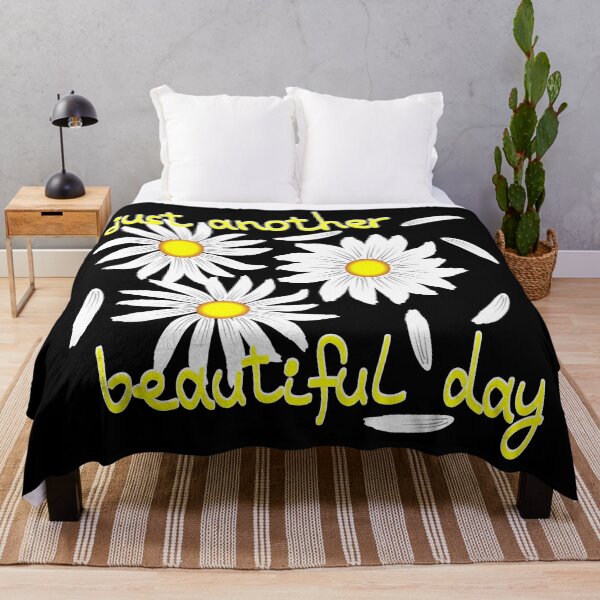 Item preview, White daisies and "just another beautiful day" slogan designed and sold by ReflectedCrafts.