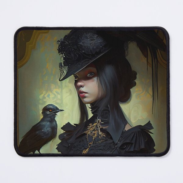 Item preview, Beautiful Gothic Victorian Girl with Crow designed and sold by The-Dark-Art.