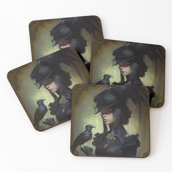 Item preview, Beautiful Gothic Victorian Girl with Crow designed and sold by The-Dark-Art.