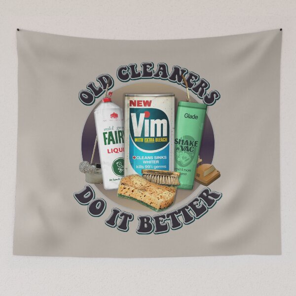 Item preview, Old Cleaners Do It Better (Circular Version) - Funny Retro Cleaning Products - Vintage 70s 80s  designed and sold by RetroTeeStudio.