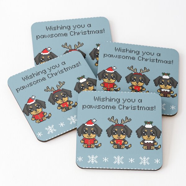 Item preview, Dachshund Dog Wishing You a Pawsome Christmas  designed and sold by Pixe11y.