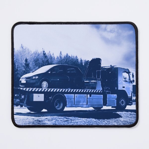 Item preview, Flatbed Tow Truck Carrying Breakdown Car Blue Tones designed and sold by Taina Sohlman.