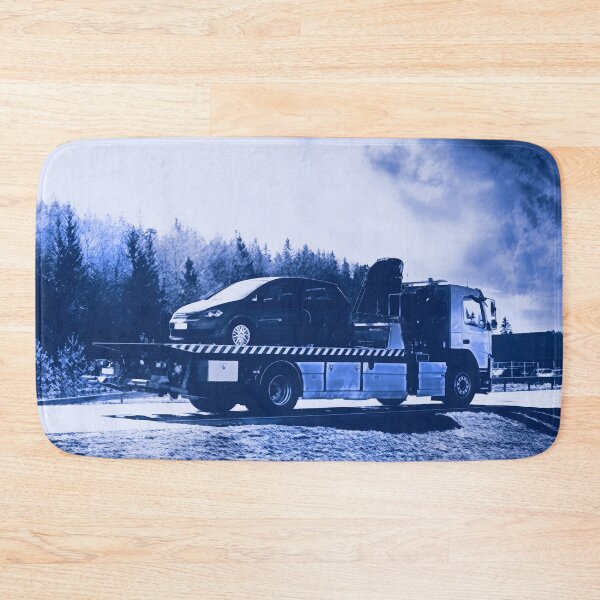 Item preview, Flatbed Tow Truck Carrying Breakdown Car Blue Tones designed and sold by Taina Sohlman.