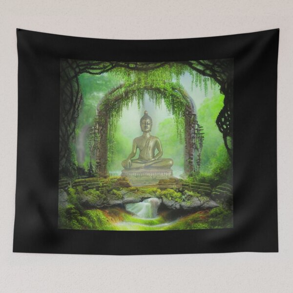 Item preview, Copy of Lost Forest Temple 5B - Buddha statue -Throw Pillows and Prints.  designed and sold by ScatterHub.