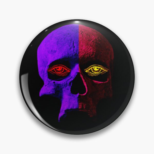 Item preview, Red, Yellow Eyes Half Skull designed and sold by PopOptikal.