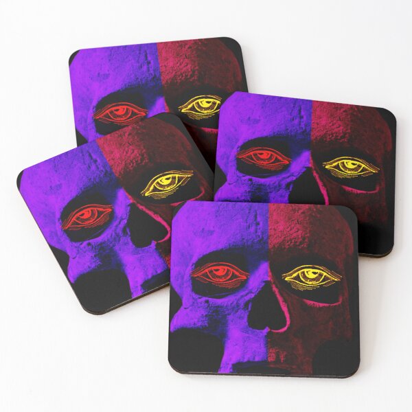 Item preview, Red, Yellow Eyes Half Skull designed and sold by PopOptikal.
