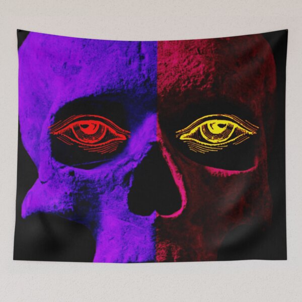 Item preview, Red, Yellow Eyes Half Skull designed and sold by PopOptikal.