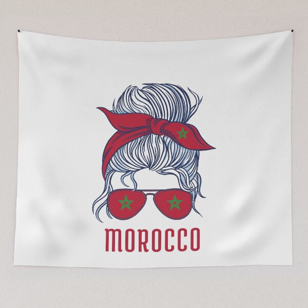 Item preview, Morocco Flag Messy Bun Hair Gift For Morocco Soccer Team Fans Moroccan Mom Woman Girl  designed and sold by ollalla.