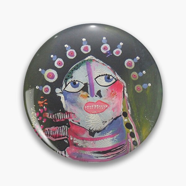 Item preview, striped monster Guy - Outsider Art Brut Figurative Painting designed and sold by BeaOutsiderArt.