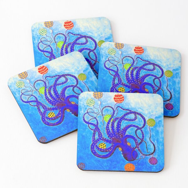 Aperçu de l'œuvre Acrobat Blue Octopus joue aux boules créée et vendue par factory88.