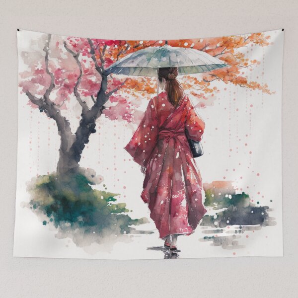 Item preview, Japanese girl walking in the rain  designed and sold by Mirochan80.