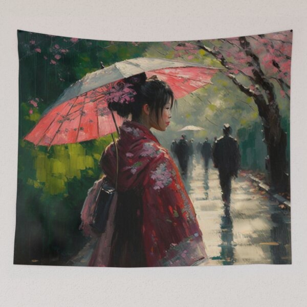 Item preview, Japanese girl walking in the rain  designed and sold by Mirochan80.