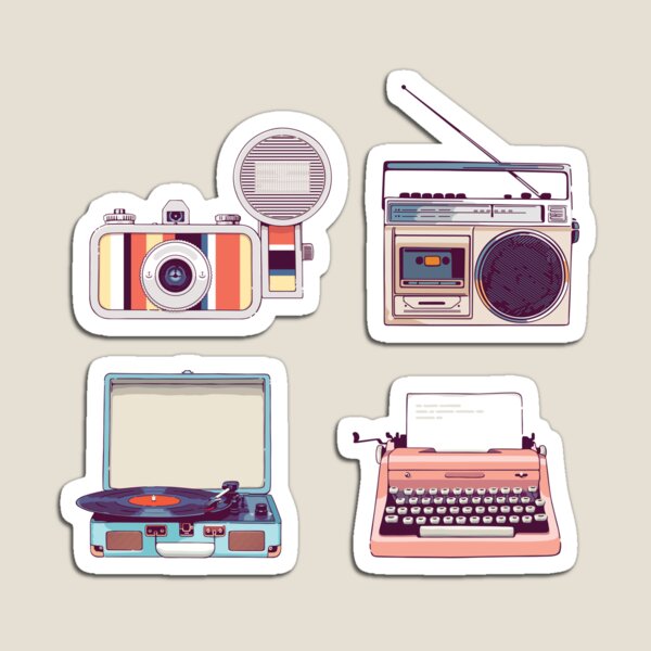 Aperçu de l'œuvre Ensemble d'autocollants rétro Go Analog Style Hipster créée et vendue par sundrystudio.