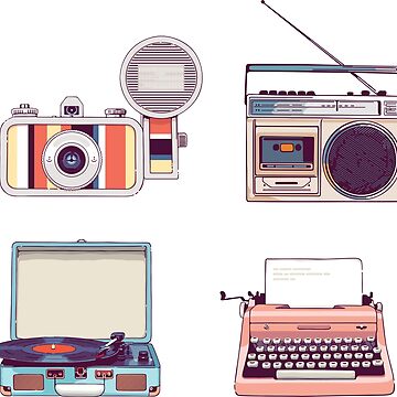 Artwork thumbnail, Go Analog Retro Sticker Set Hipster Style by sundrystudio