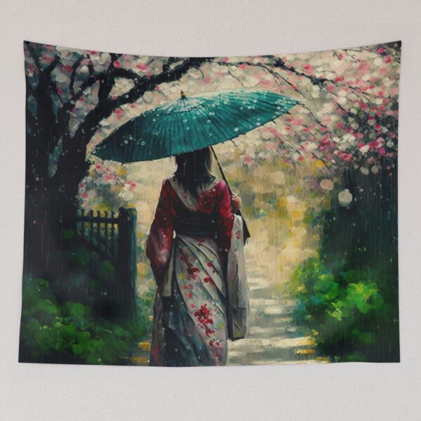 Item preview, Japanese girl walking in the rain  designed and sold by Mirochan80.