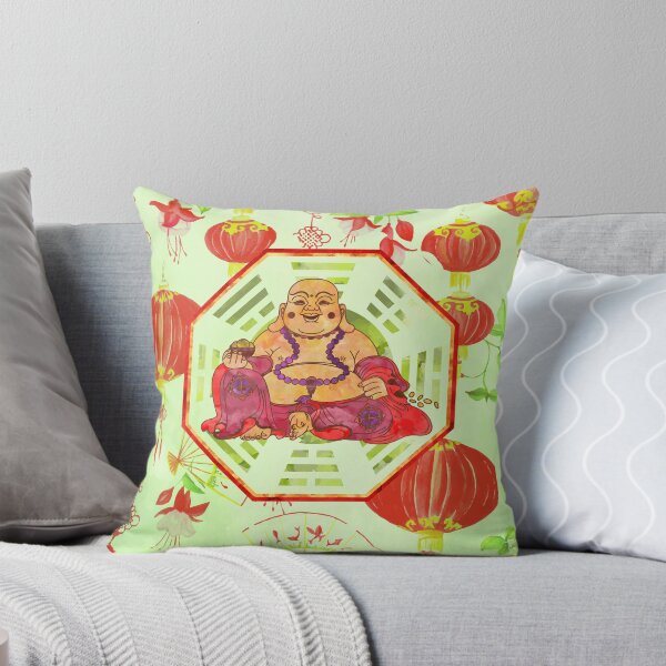 Item preview, Watercolor Laughing Happy Buddha on Bagua designed and sold by k9printart.