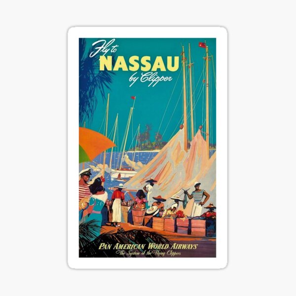 Vintage Bahamas Travel Poster Sticker