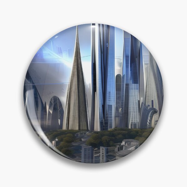 Item preview, Day View Of Cyberpunk City - Financial District and Moon Park designed and sold by Chubuter.