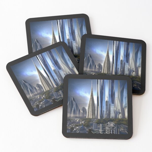 Item preview, Day View Of Cyberpunk City - Financial District and Moon Park designed and sold by Chubuter.