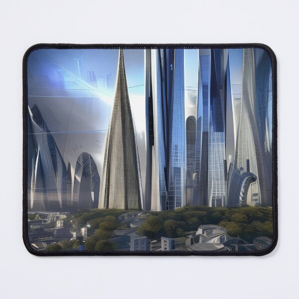 Item preview, Day View Of Cyberpunk City - Financial District and Moon Park designed and sold by Chubuter.