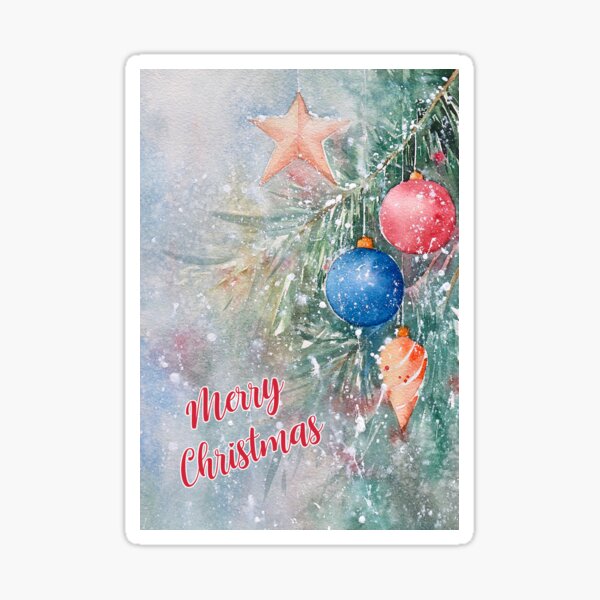 Watercolor Christmas cards - Elegant Christmas cards Sticker for Sale by  BishopCore