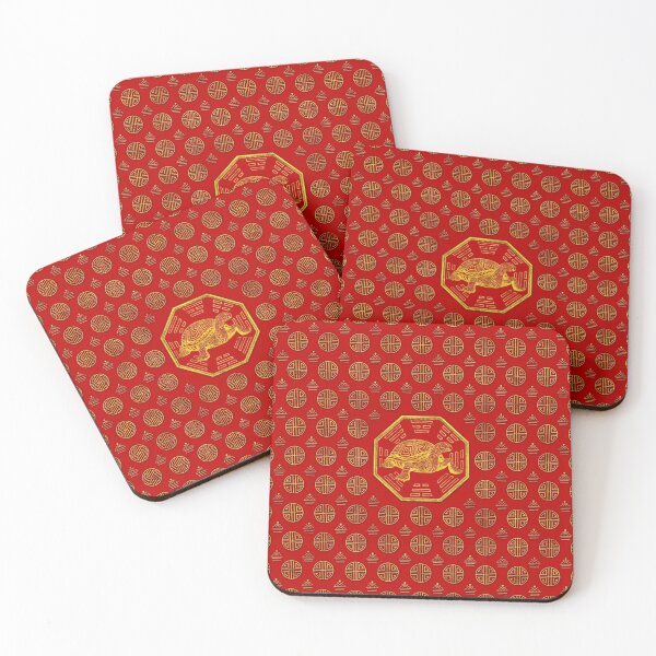Item preview, Golden Tortoise / Turtle Feng Shui on red designed and sold by k9printart.