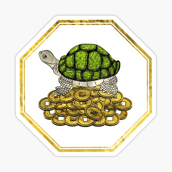 Item preview, Golden Tortoise / Turtle Feng Shui on red designed and sold by k9printart.