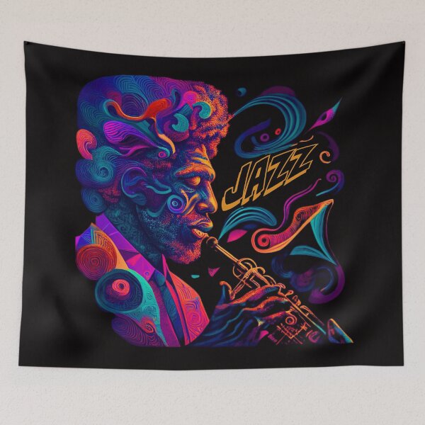 Item preview, JAZZMAN PLAYING A TRUMPET Midjourney AI Artwork designed and sold by davidjulie.