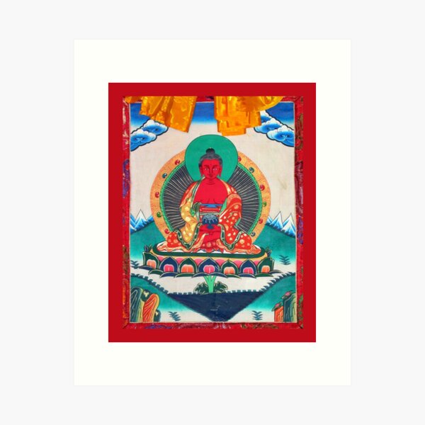 Item preview, Amitabha Buddha Tibetan Buddhist Thangka Reproduction designed and sold by Tammy Winand Art.