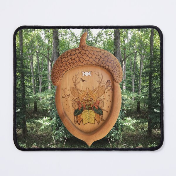 Item preview, Autumn Green Man in Acorn Frame Forest Background designed and sold by SignsOfSpirit.