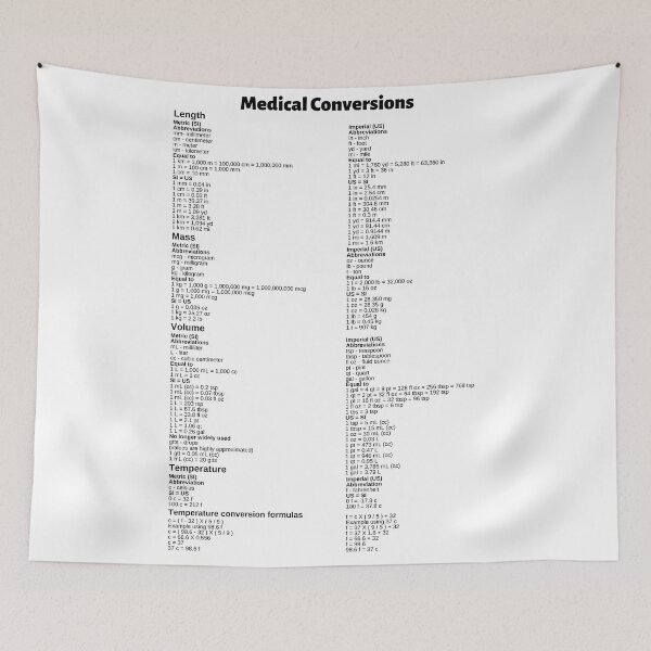 Item preview, Medical Conversions Chart designed and sold by Caregiverology.
