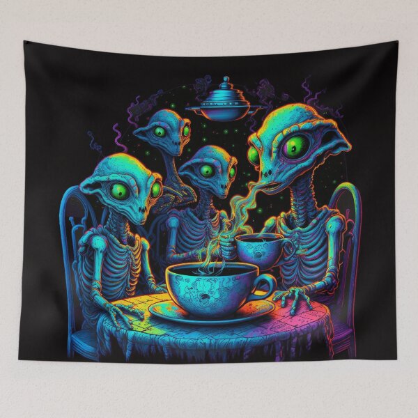 Item preview, ALIENS DRINKING TEA Midjourney AI Artwork designed and sold by davidjulie.