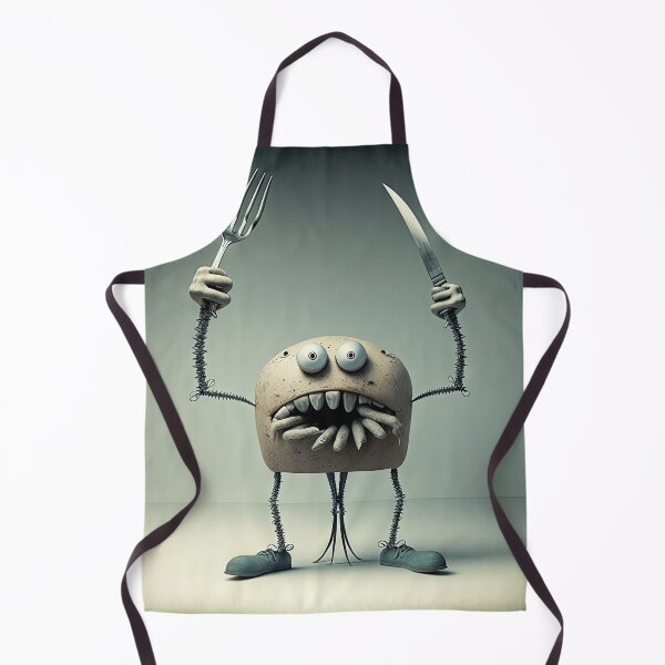 Item preview, Chef monster with a knife and fork designed and sold by mrlongfield.