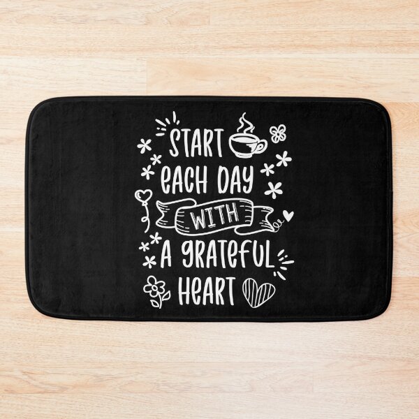 Item preview, Start Each Day With A Grateful Heart Cute Black White Handwriting Typography Inspirational Quote designed and sold by Cawaiico.