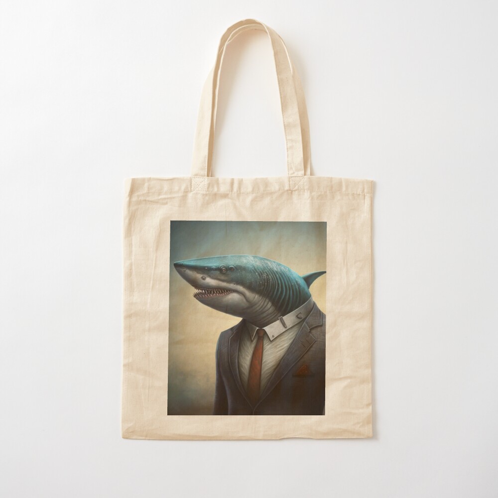 Cotton Canvas Sharks Tote Bag