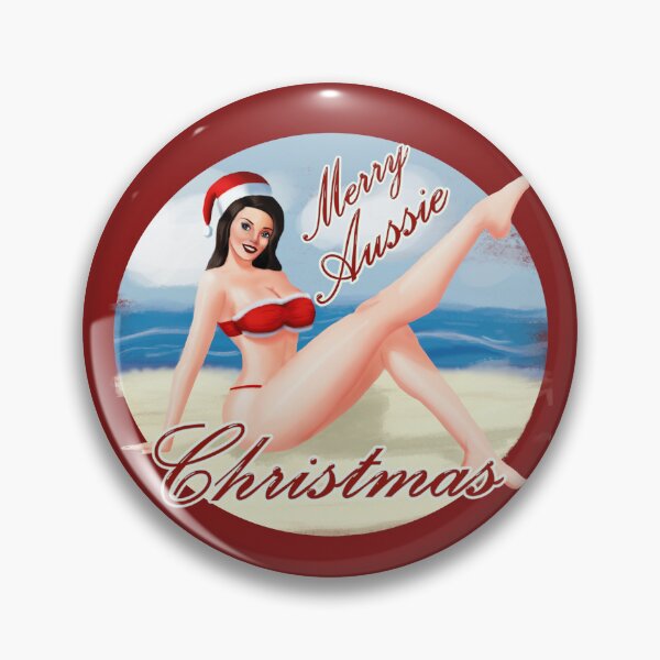 Item preview, Merry Aussie Christmas! Sexy Mrs Claus Pin Up Girl Art At The Beach designed and sold by johnmgr21.