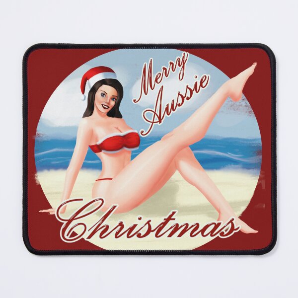 Item preview, Merry Aussie Christmas! Sexy Mrs Claus Pin Up Girl Art At The Beach designed and sold by johnmgr21.
