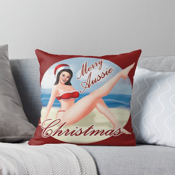 Item preview, Merry Aussie Christmas! Sexy Mrs Claus Pin Up Girl Art At The Beach designed and sold by johnmgr21.