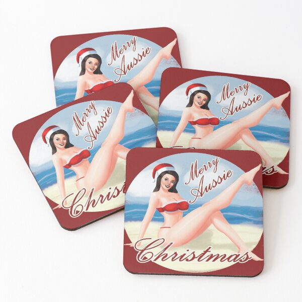 Item preview, Merry Aussie Christmas! Sexy Mrs Claus Pin Up Girl Art At The Beach designed and sold by johnmgr21.