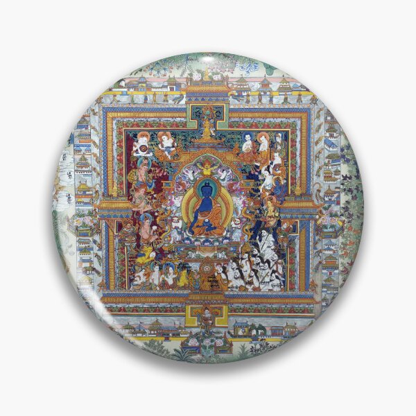 Item preview, Blue Medicine Buddha Mandala Tibetan Buddhist Thangka Reproduction designed and sold by Tammy Winand Arts.