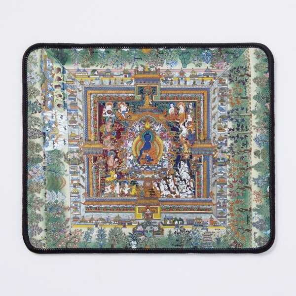 Item preview, Blue Medicine Buddha Mandala Tibetan Buddhist Thangka Reproduction designed and sold by Tammy Winand Arts.