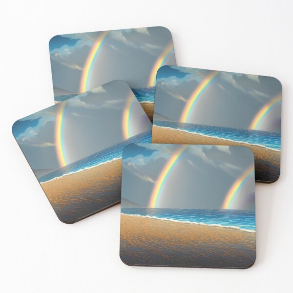 Item preview, Serene Beach and Beautiful Double Rainbows Design designed and sold by Rell1970.