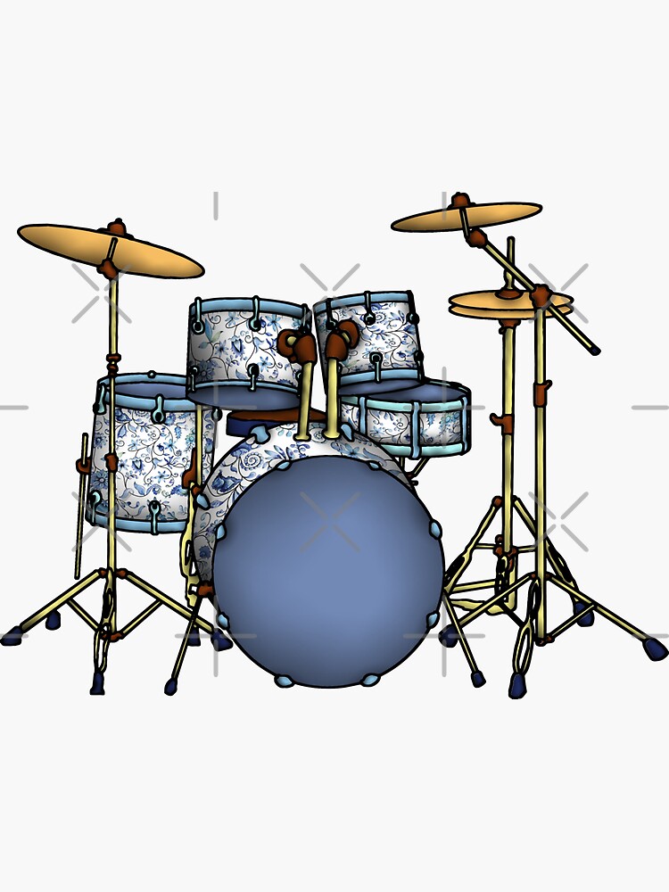 "Blue Vintage Drum Set" Sticker for Sale by kamkam19 Redbubble