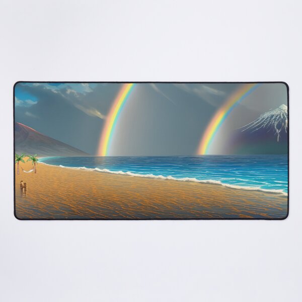Item preview, Serene Beach and Beautiful Double Rainbows Design designed and sold by Rell1970.